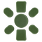 Seven green Condor Helmet Pads II, including one large round pad and six smaller rectangular and oval pads, are arranged in a circle on a white background.